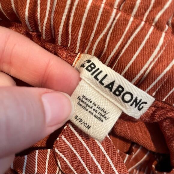Billabong Orange & White Striped Paperbag Waist Shorts Womens S Beachy Tie Waist - Picture 7 of 8